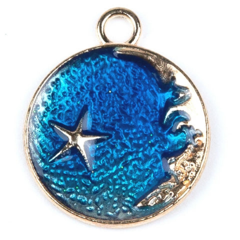 Celestial Pendant Ocean Moon and Stars Charm For Lizzy James Charm Bracelets